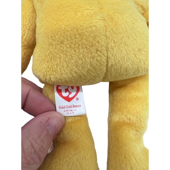 Elvis Golden Yellow Ty Beanie Baby with Sunglasses, Black Hair Solid Gold Beanie - Picture 7 of 7